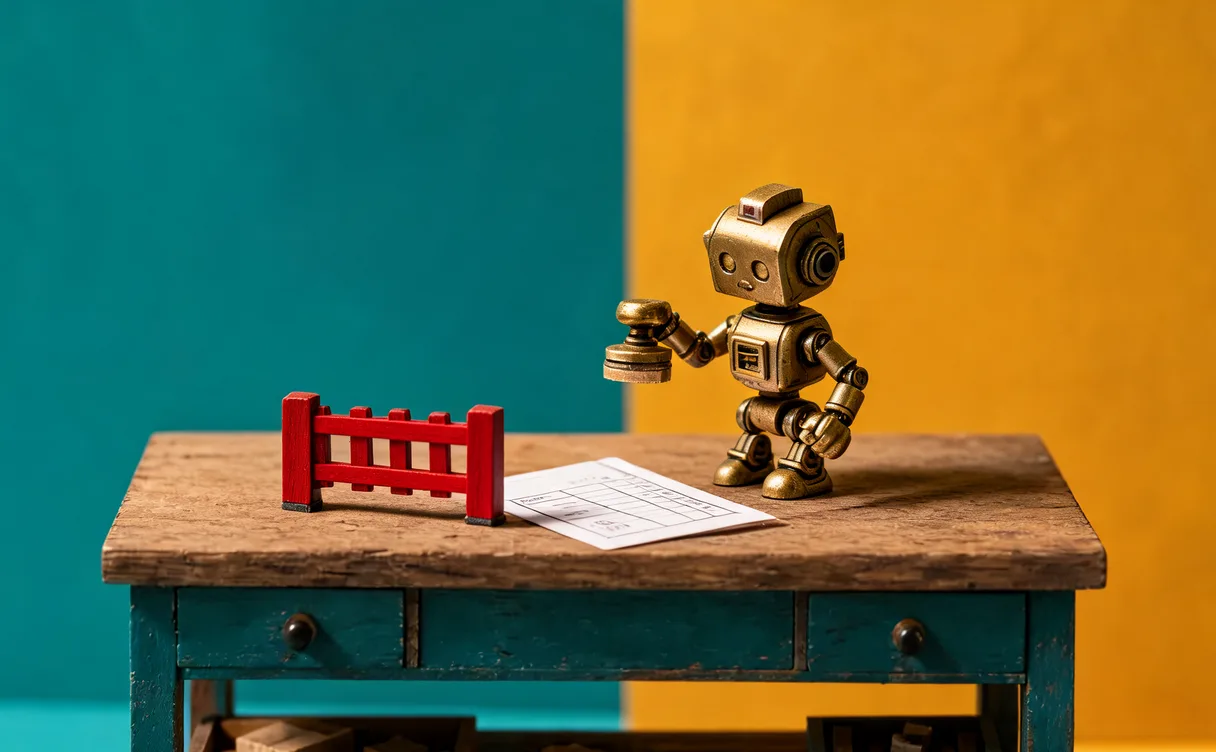 Miniatuur diorama-illustratie bij artikel 'AI-agent rechten geven: zo voorkom je dat hij namens jou ja zegt'