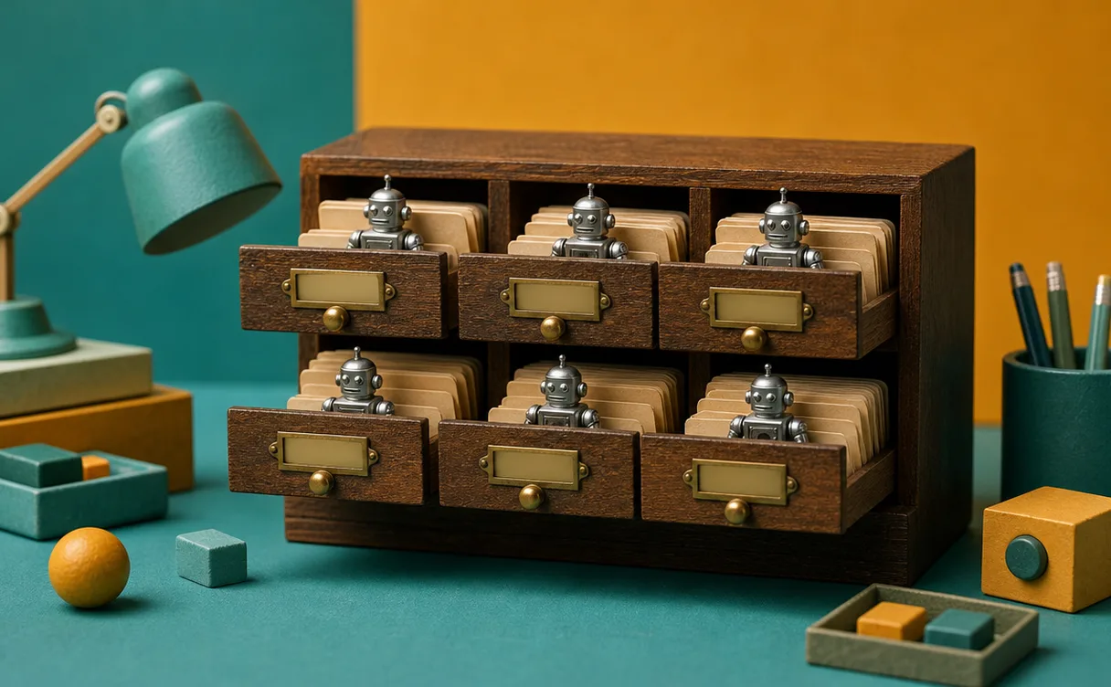 Miniatuur diorama-illustratie bij artikel 'AI-register: welke AI draait er in je bedrijf, en van wie?'