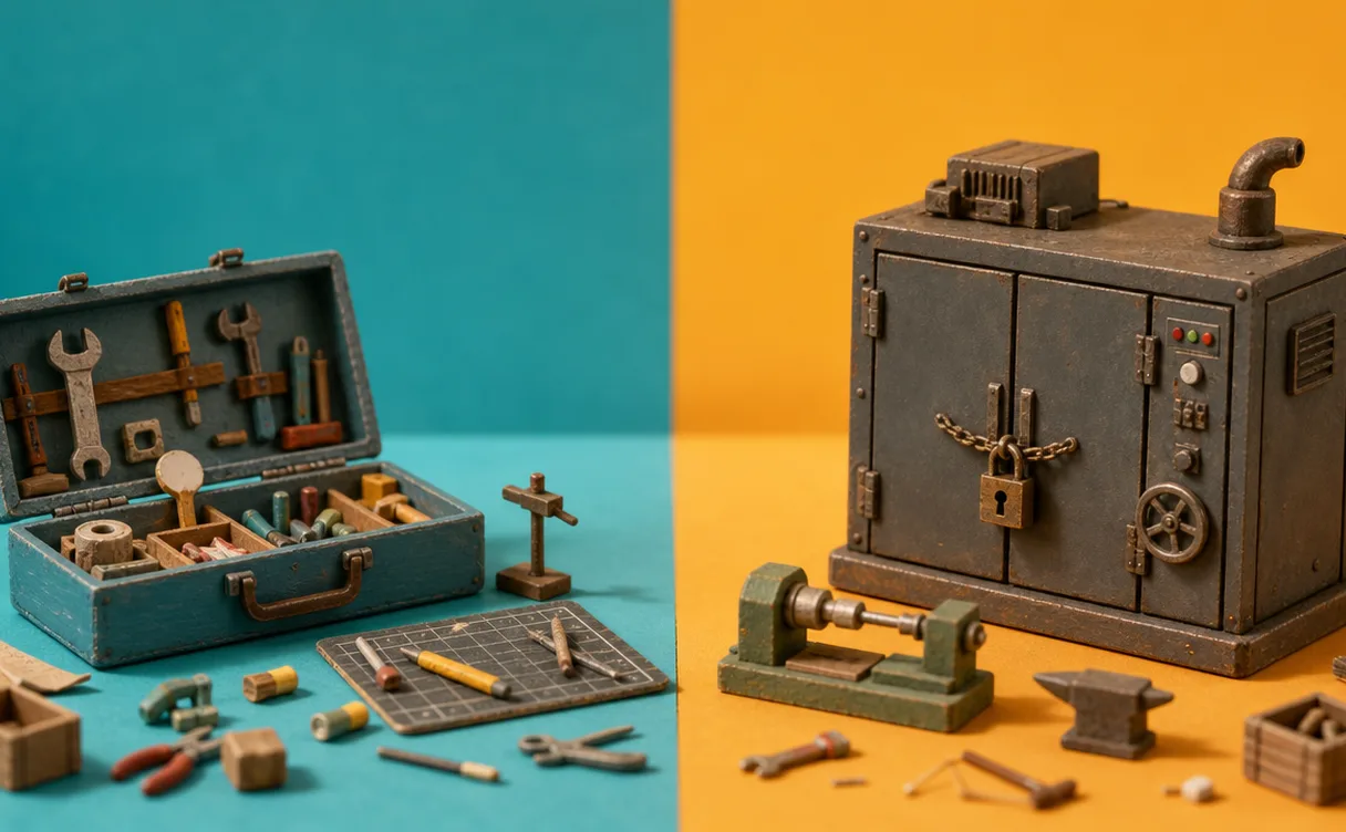 Miniatuur diorama-illustratie bij artikel 'AI zelf bouwen of een expert inhuren: hier ligt de grens'