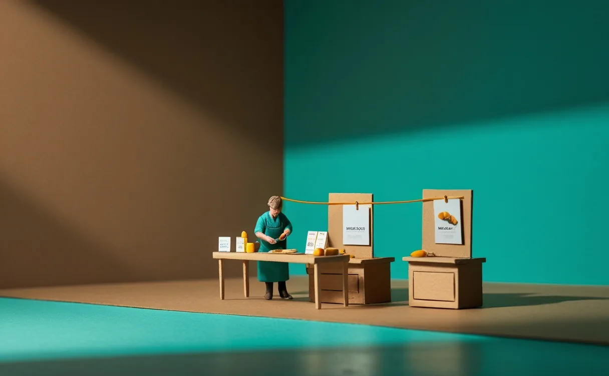 Miniatuur diorama-illustratie bij artikel 'Crossborder AI Valley: wat een AI-markt in drie landen jou als ondernemer oplevert'