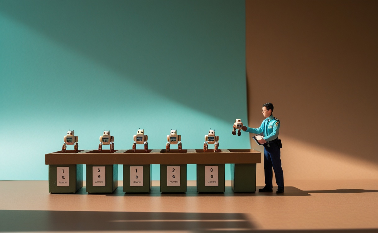 Miniatuur diorama-illustratie bij artikel 'AI Act: in welk risiconiveau valt jouw AI-tool?'