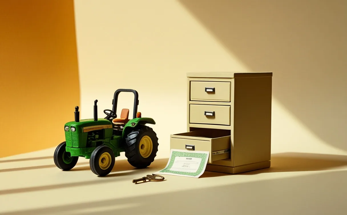 Miniatuur diorama-illustratie bij artikel 'John Deere zet AI op boerendata. In de EU wordt dat vanaf 12 september jouw recht'