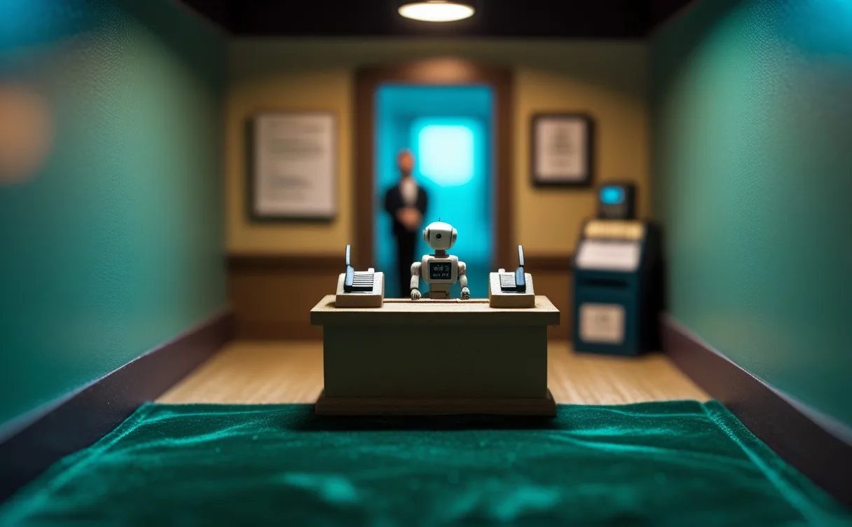 Miniatuur diorama-illustratie bij artikel 'Klantenservice automatiseren met AI: kans of bedreiging voor je team?'