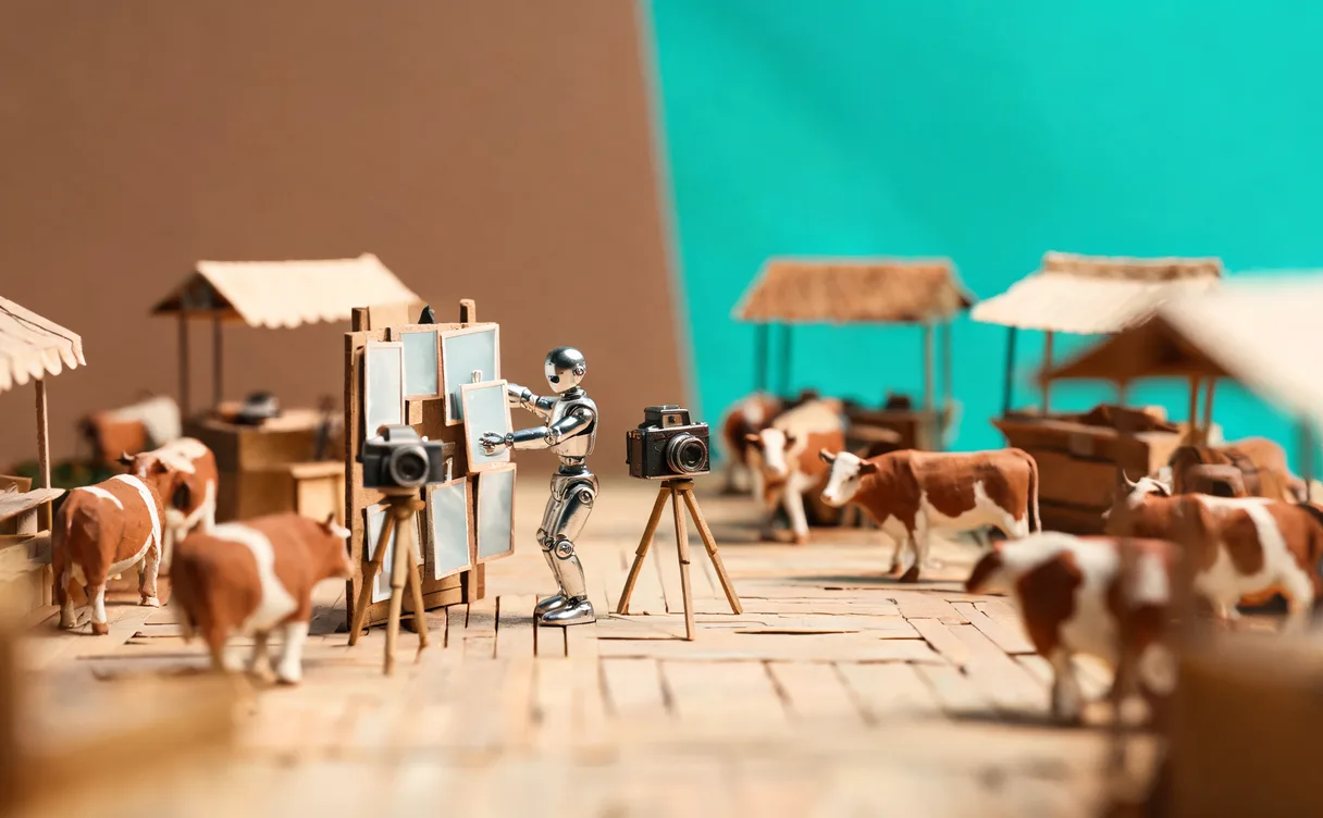 Miniatuur diorama-illustratie bij artikel 'AI-foto's in je marketing: wat de ophef in Woerden je leert'