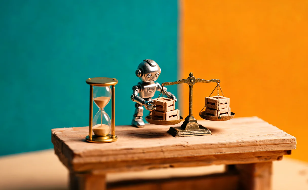 Miniatuur diorama-illustratie bij artikel 'Productiviteit stijgt 2,5 procent: wat het CBS wel en niet over AI zegt'
