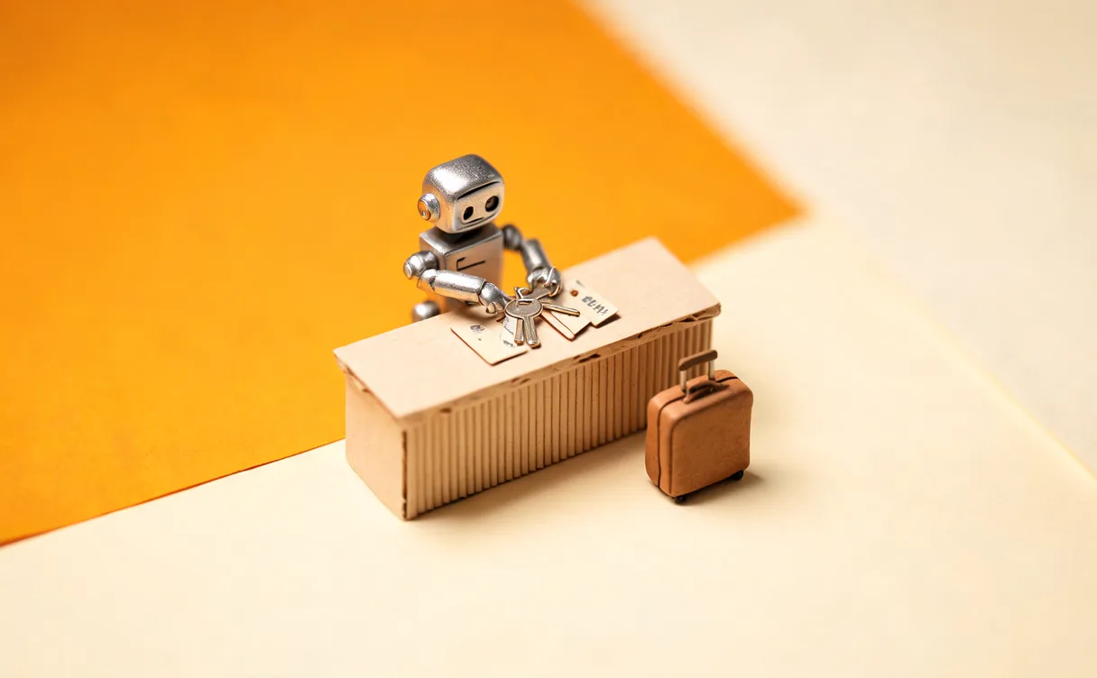 Miniatuur diorama-illustratie bij artikel 'Booking is '20 procent bezorgd' over AI-reisplanning. En jij?'