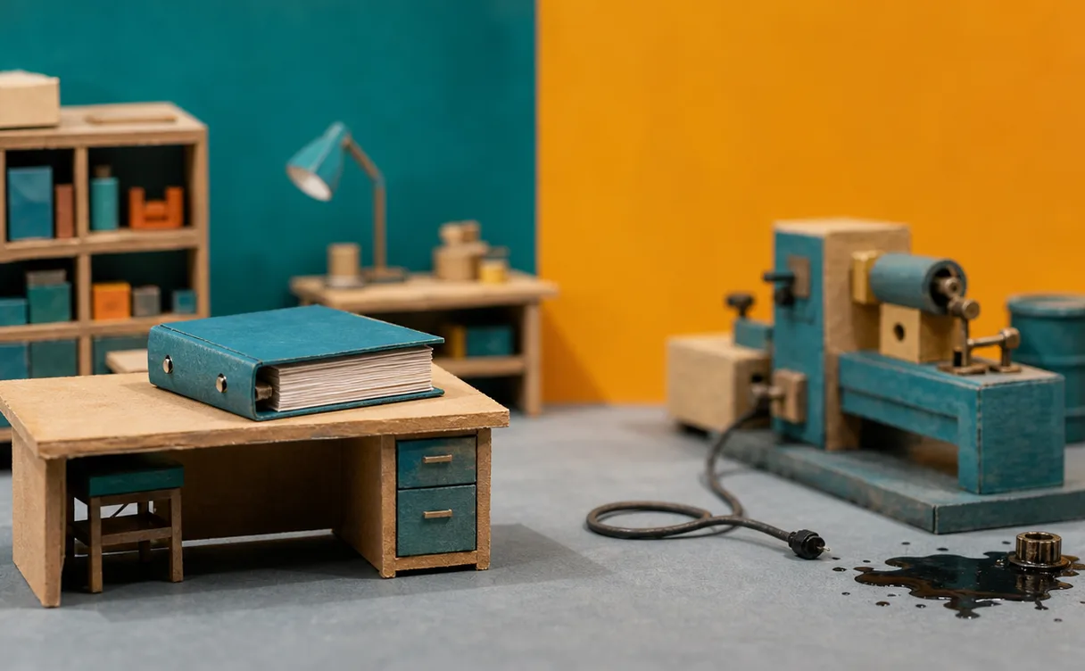 Miniatuur diorama-illustratie bij artikel 'Je RI&E klopt op papier. Zo zie je wat de werkvloer mist'